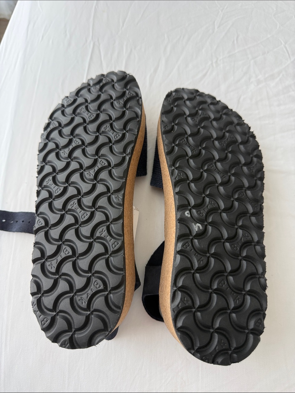 Birkenstock Navy Blue Cork-Wedge Sandals - Picture 6 of 7